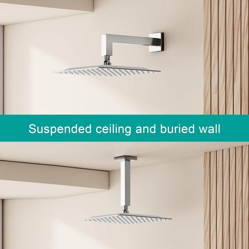 AULEEND Square Rain Shower Head, High Flow Stainless Steel,Work with any decorative style，All Metal Rainfall Shower Head (Brushed Nickel, 10) - Image 3